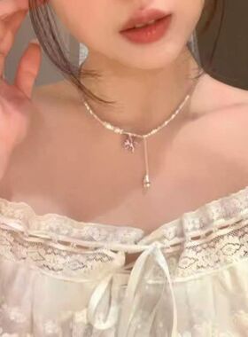 碎银轻奢蝴蝶玻璃气质锁骨串珠