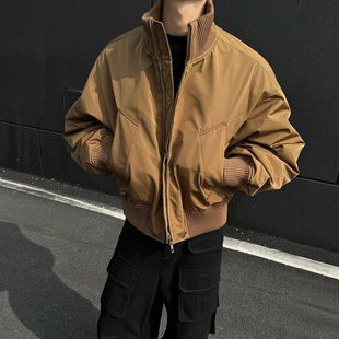 棉服青少年冬季加厚外套飞行员棉衣棉袄美式男款短款潮牌立领夹克