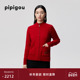 皮皮狗25秋冬新款 马到成功 马年本命红女士半高领拉链羊绒开衫