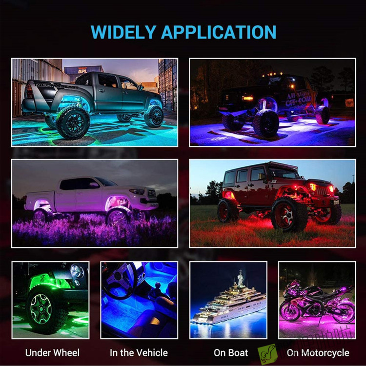 汽车底盘灯一拖八一拖6气氛灯七彩双遥控APP控制声控夜光气氛灯