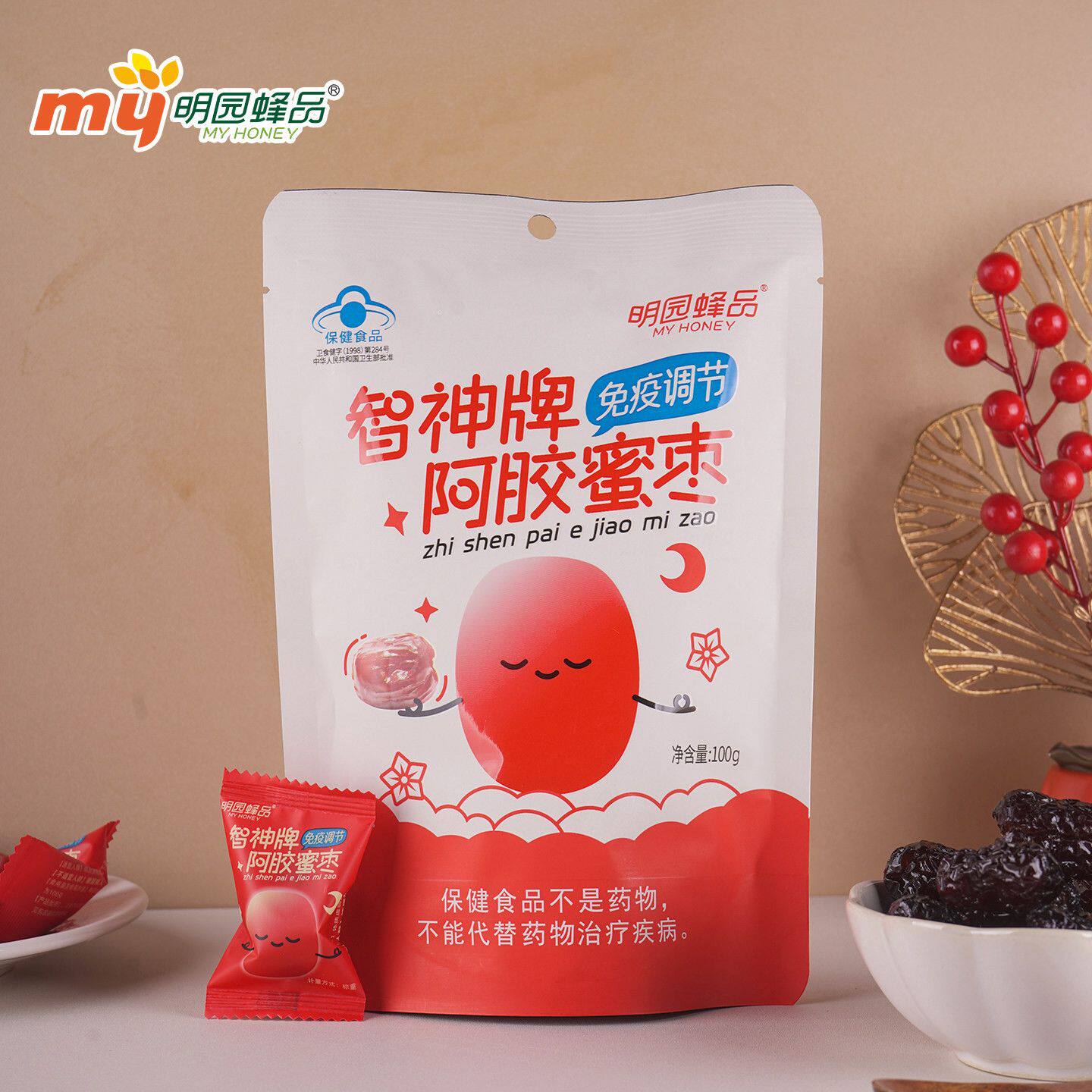 明园蜂品智神牌阿胶蜜枣100g枣花蜜独立小袋装办公室零嘴