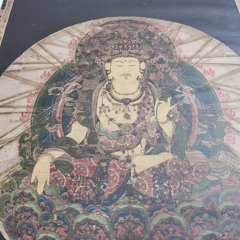日本 虚空藏菩萨像 复古书画人物佛像真迹微喷仿古复制挂轴装饰画