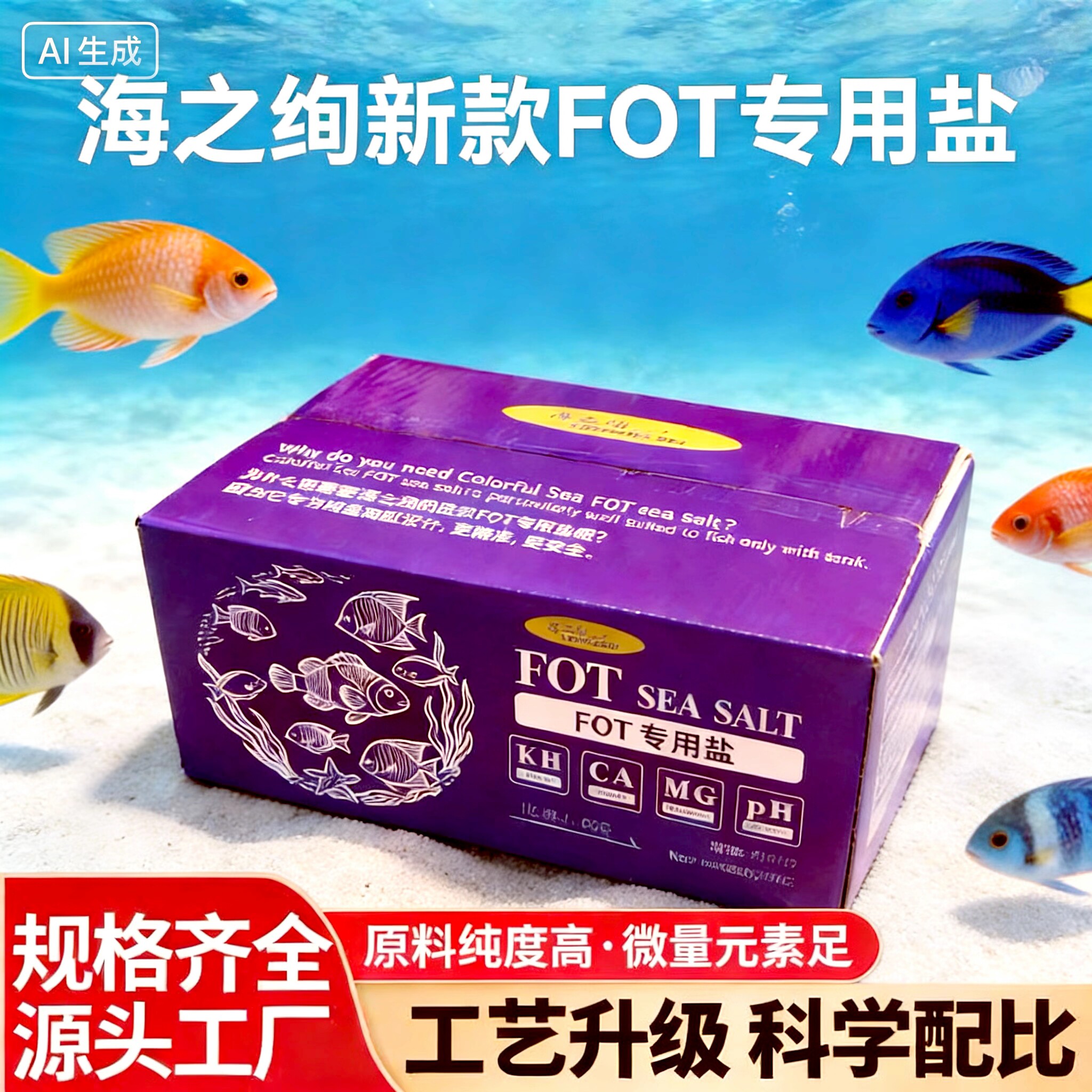 海之绚FOT专用盐鱼缸水质稳定剂纯度高微量元素足科学配比