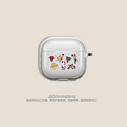 欧美NBA队标湖人詹姆斯勇士库里AirPods4代Pro3透明保护套个性男适用AirPodsPro2苹果无线降噪蓝牙耳机软壳三