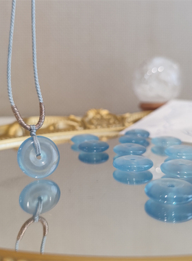 海蓝宝平安扣吊坠男女可戴