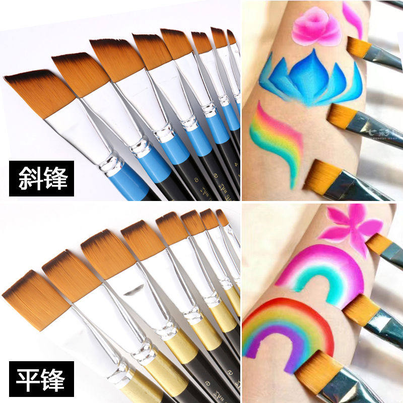 儿童面部彩绘刷笔人体脸部专用彩绘工具尖头勾线笔斜峰扁平排笔刷