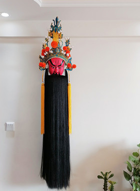 五虎上将新款北京黄色装饰酒店餐厅幼儿园校园脸谱大挂件川剧面具