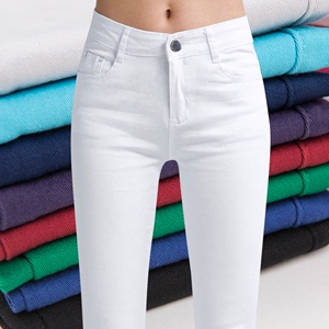 白色牛仔裤女2023年新款夏季薄款女士小脚铅笔修身显瘦弹力长裤子
