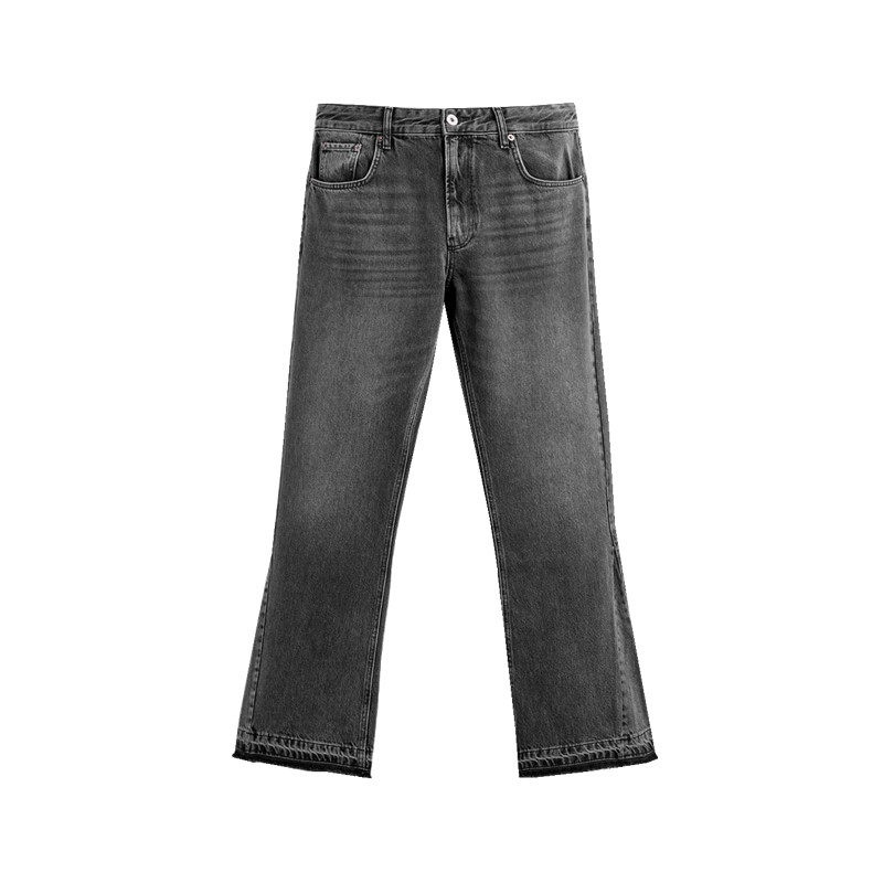 Foreign Trade 25 New Men's Floor-Length Frayed Hem American Retro Washed Cotton Comfortable Flared Jeans 0840333