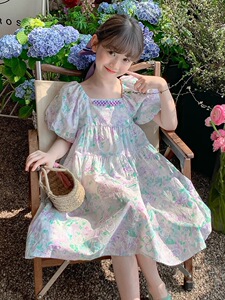 女童夏季连衣裙2026新款泡泡袖长裙儿童夏款公主裙小女孩夏装裙子