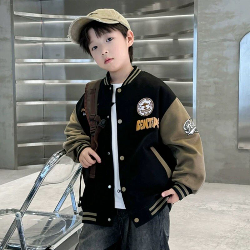 男童棒球服外套春秋款2026新款春装儿童中大童春季男孩加绒棒球服