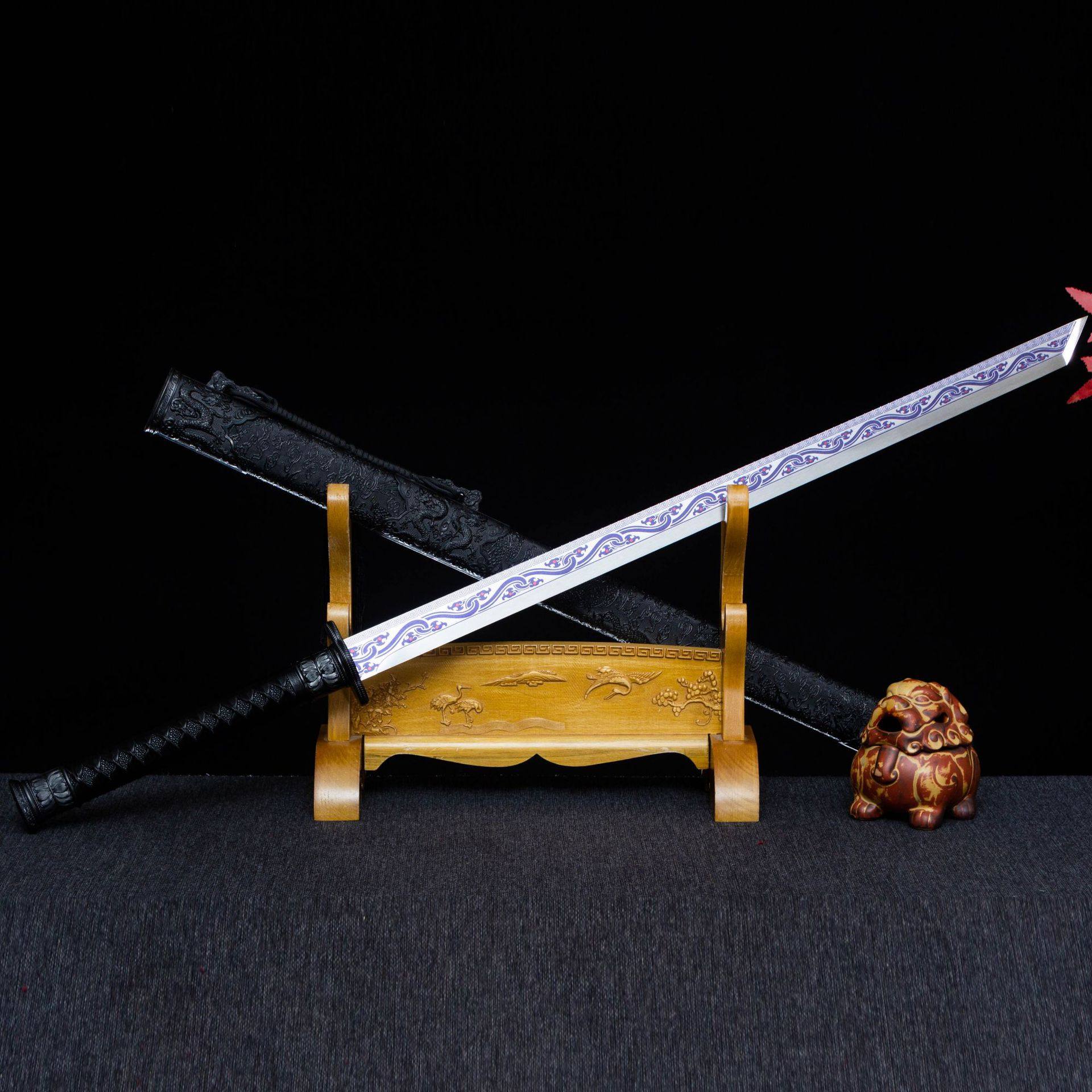 龙泉市刀剑防身唐横刀一体墨龙绣春刀影视直刀冷兵器硬宝剑未开刃,特色手工艺,剑袋,淘宝优惠券,粉丝福利购,淘宝优惠卷