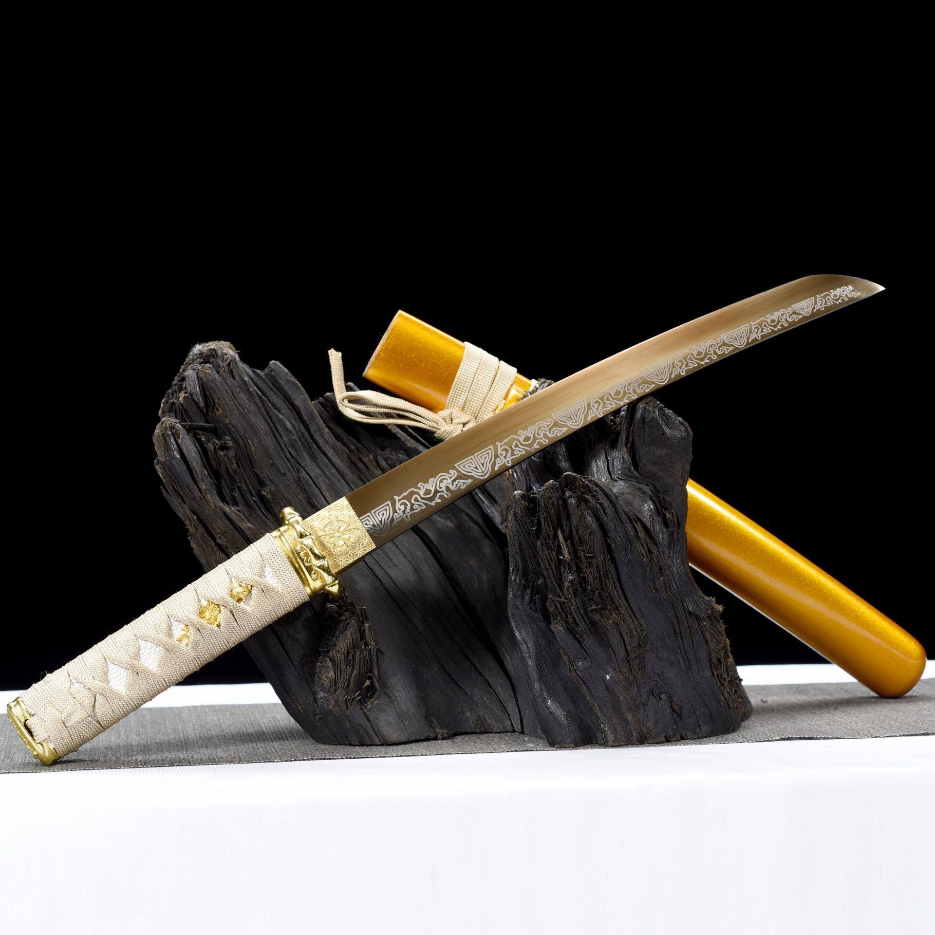 龙泉市刀剑高锰钢烤金日式短刀影视肋差防身冷兵器宝剑小刀未开刃,特色手工艺,剑袋,淘宝优惠券,粉丝福利购,淘宝优惠卷