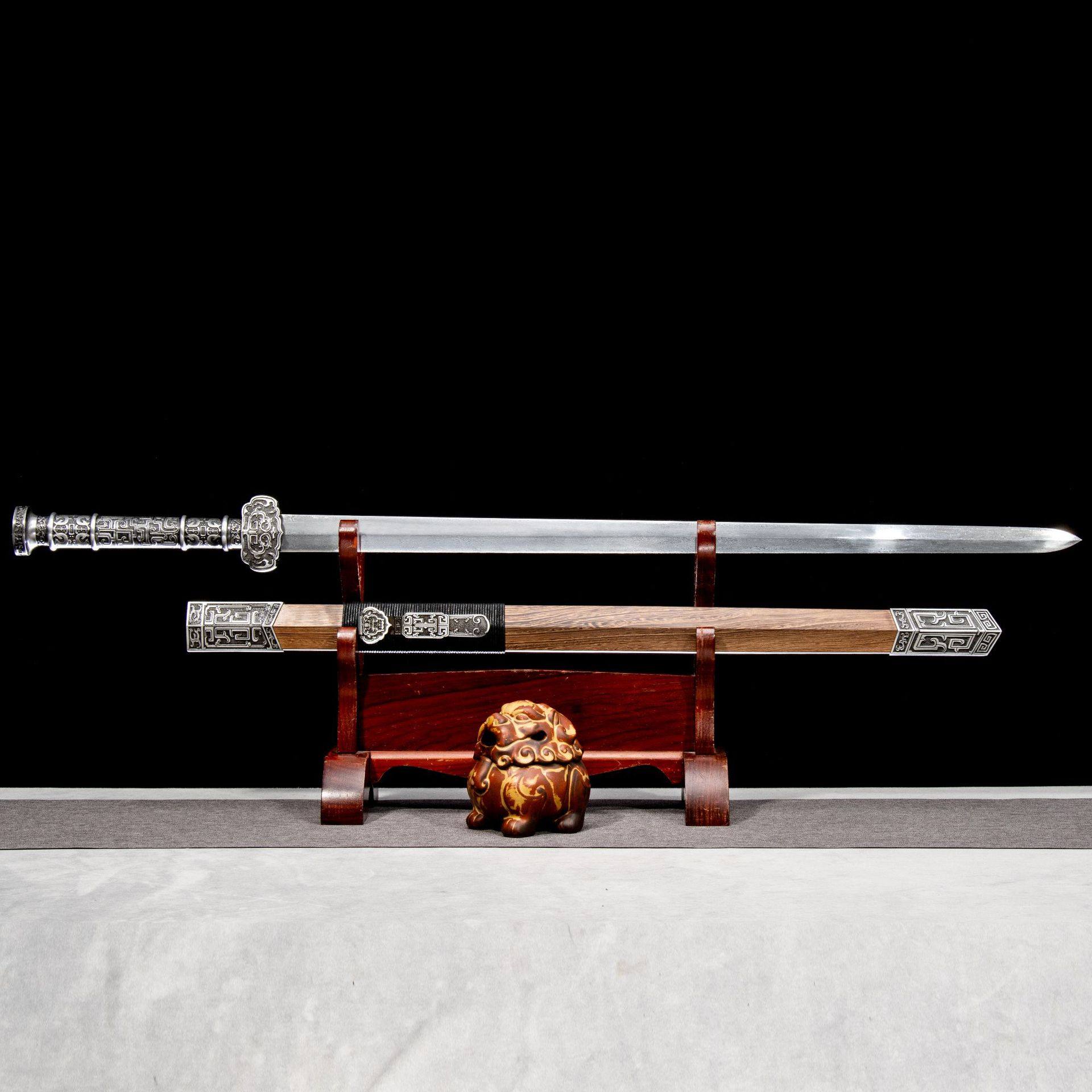 龙泉市刀剑花纹钢四面春秋秦王汉剑影视宝剑双手硬剑冷兵器未开刃,特色手工艺,剑袋,淘宝优惠券,粉丝福利购,淘宝优惠卷