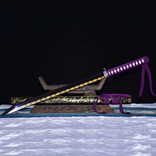 龙泉市刀剑高锰钢烤蓝武士唐横直刀影视一体宝剑防身硬长剑未开刃