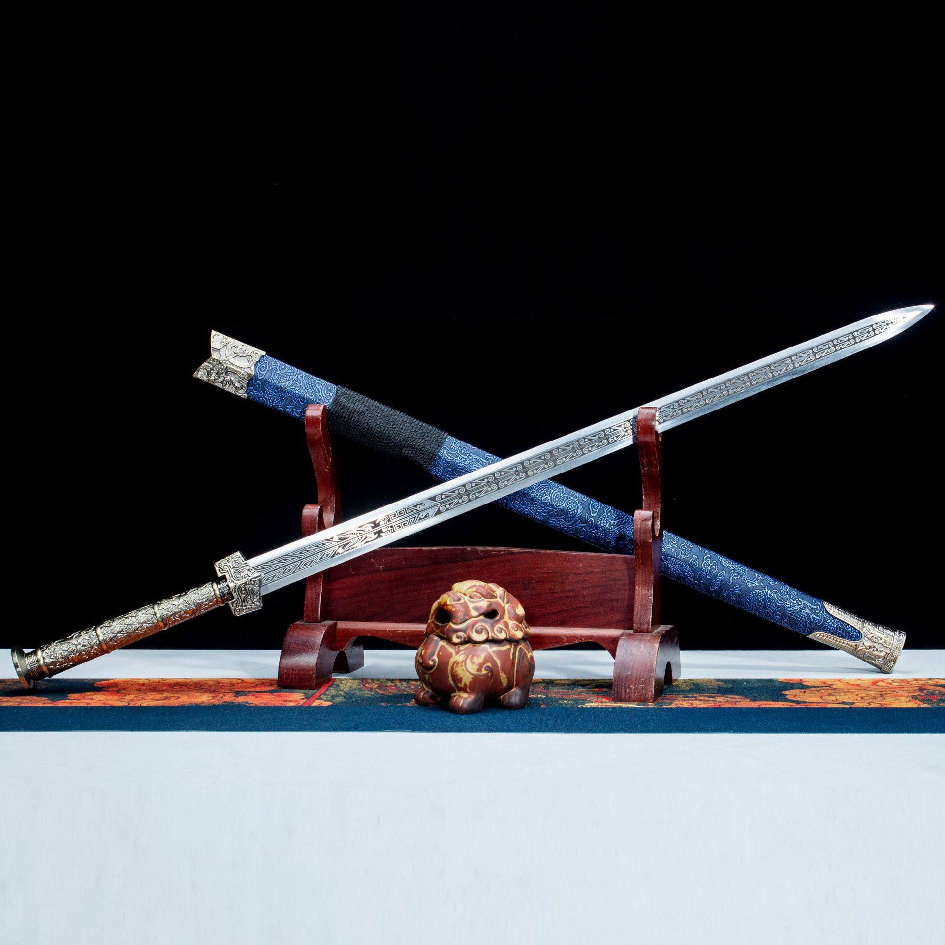 龙泉市刀剑高锰钢一体防身冷兵器春秋秦王佩剑汉剑宝剑收藏未开刃,特色手工艺,剑袋,淘宝优惠券,粉丝福利购,淘宝优惠卷