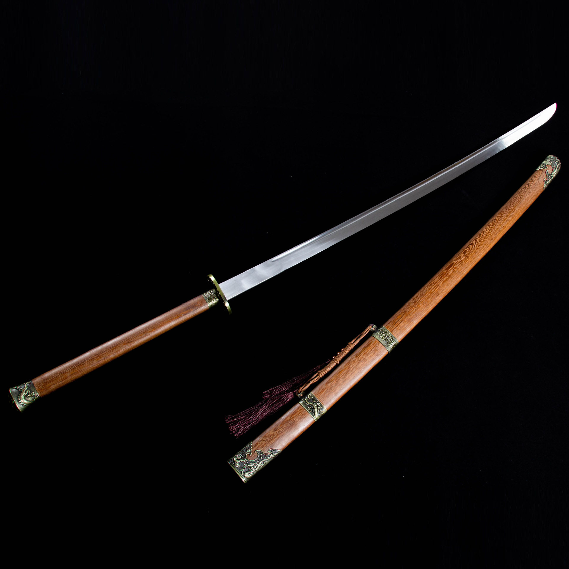 龙泉市刀剑手工锻打高锰钢传统双手苗刀一体宝剑影视冷兵器未开刃,特色手工艺,剑袋,淘宝优惠券,粉丝福利购,淘宝优惠卷