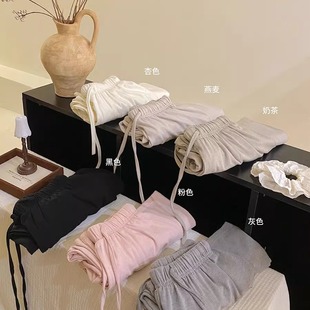 女早春高腰抽绳垂感拖地直筒阔腿休闲裤 新面料软糯慵懒云朵面膜裤