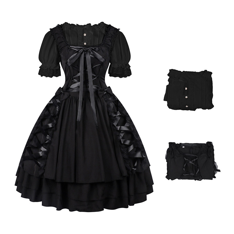 夏季短袖上衣连衣裙套装表演服 万圣节节日舞台演出服套装裙装