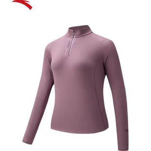 安踏CHN系列丨高弹长袖t恤女冬季新款磨毛保暖针织上衣162617404S