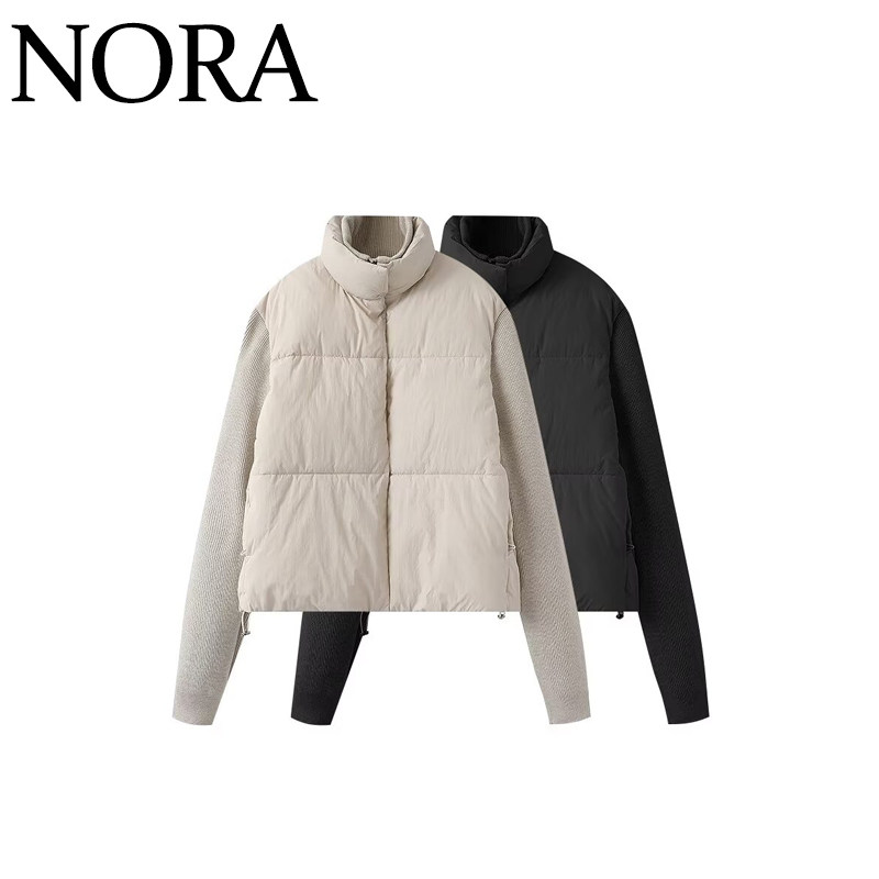 立领针织拼接棉服外套0518258