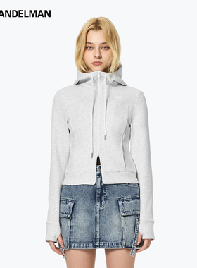 ANN ANDELMAN25秋季新款拉链开衫外套立裁收腰修身分割连帽卫衣短