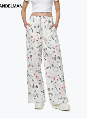 ANN ANDELMAN官方直营胶囊系列卡通彩色涂鸦满印抽绳阔腿休闲长裤