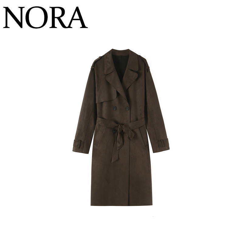 时尚效果配腰带长度风衣4968021