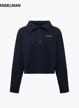 ANN ANDELMAN高领毛衣秋冬加厚保暖针织衫内搭纽扣半开襟套头毛衫