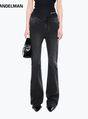 ANN ANDELMAN官方直营2025新品黑色休闲长裤修身弹力微喇牛仔裤女
