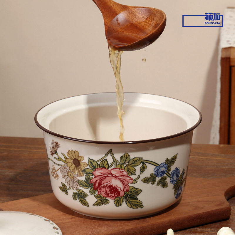 顺祥陶瓷盆带盖怀旧饺子馅料盆轻奢复古高温调料家用猪油盆多用盆