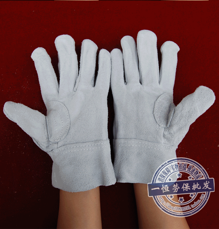 厂价直销牛皮电焊手套耐磨焊工劳保防护防割防火三巾手套出口品质