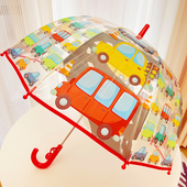 韩系汽车男童幼儿园小学生儿童伞可爱加厚手开长柄伞宝宝透明雨伞