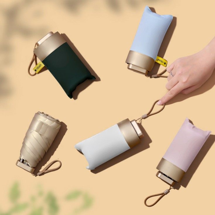 小巧超轻扁五折6骨金色扁伞金胶遮阳伞防晒遮阳伞口袋伞女遮阳伞,居家日用,伞,淘宝优惠券,粉丝福利购,淘宝优惠卷