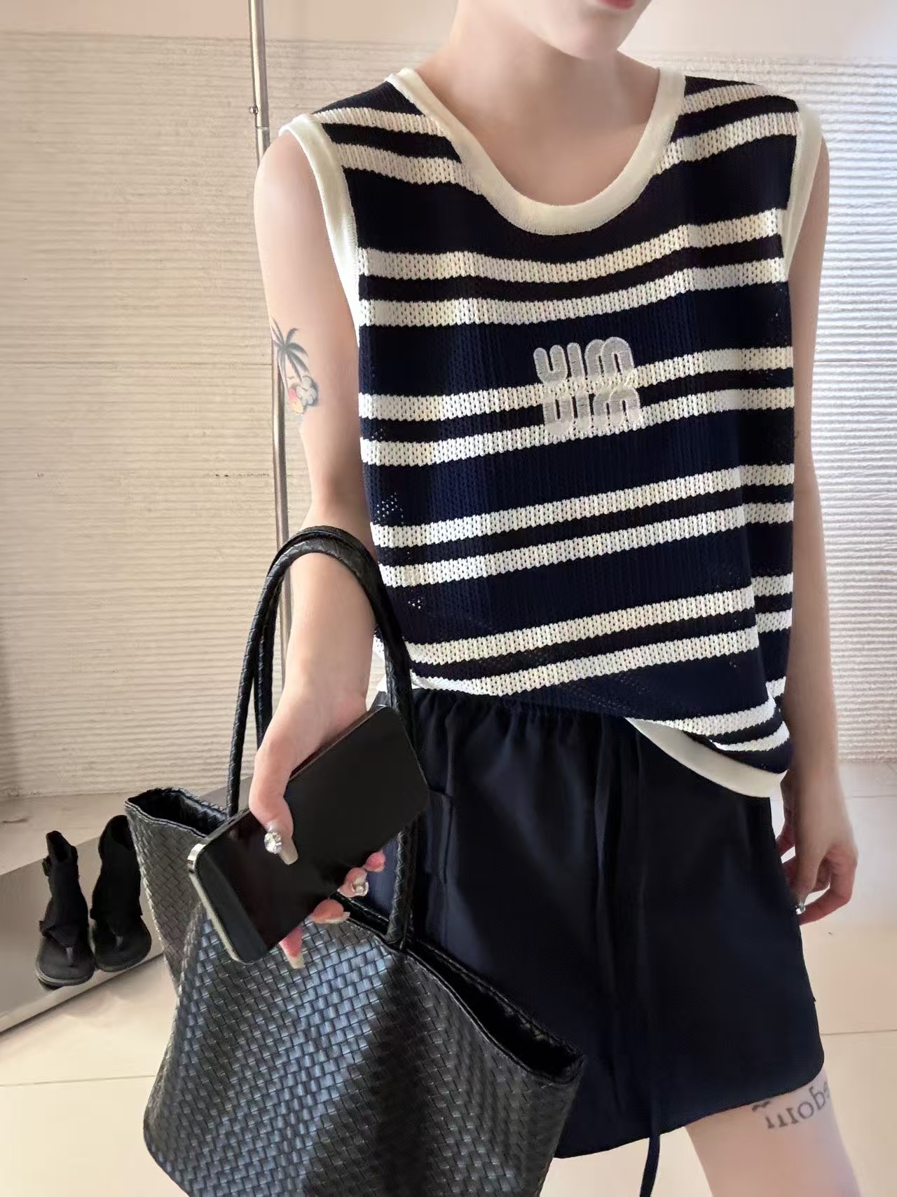 无袖针织衫上衣女冰丝背心薄款