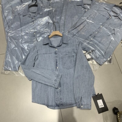 翻领休闲百搭长袖牛仔衬衫上衣