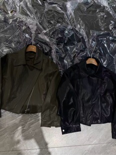 2026早春欧货复古翻领拉链短款 皮衣外套女显瘦百搭机车服夹克上衣