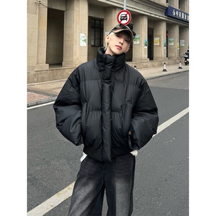 PU皮棉袄宽松百搭帅气棉衣 冬季 黑色cleanfit立领短款 羽绒棉服男装