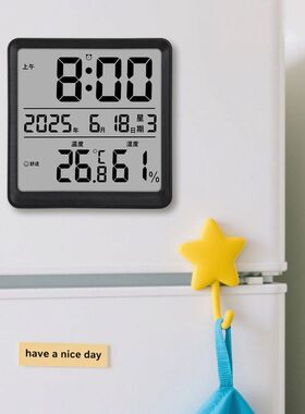 高精度温湿度计带时间室内家用