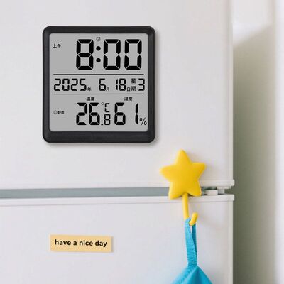高精度温湿度计带时间室内家用
