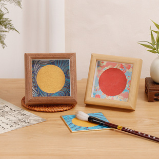 迷你宋锦硬卡纸相框摆台正方形4寸文创书法作品框手写diy画框摆件