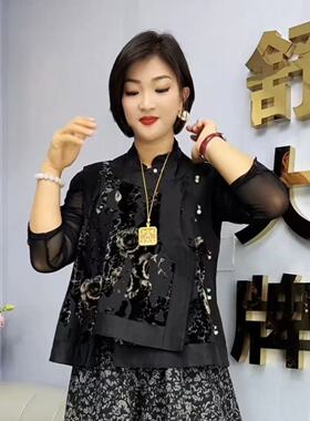 DG2573-秋季新款妈妈装洋气上衣中老年女装时尚欧货不等式马甲