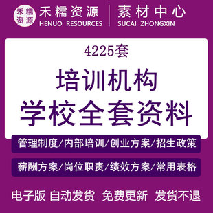 教育培训机构全套资料内部培训创业方案管理制度薪酬绩效方案