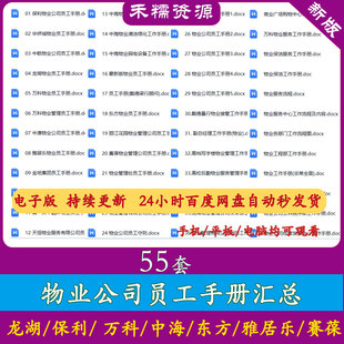 万科保利龙湖知名中海物业公司各部门保安保洁管理部门员工手册合