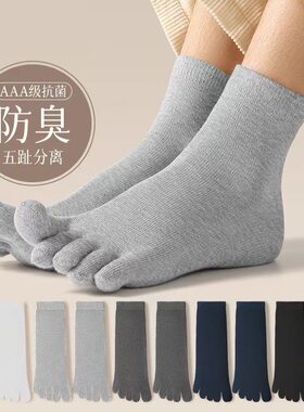 分趾吸汗中筒春夏款男袜纯棉防臭