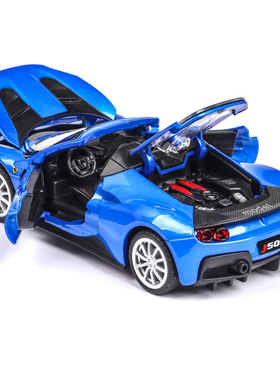 法拉利j50车模型合金摆件黑蓝色红色回力法拉利敞篷跑车汽车玩具