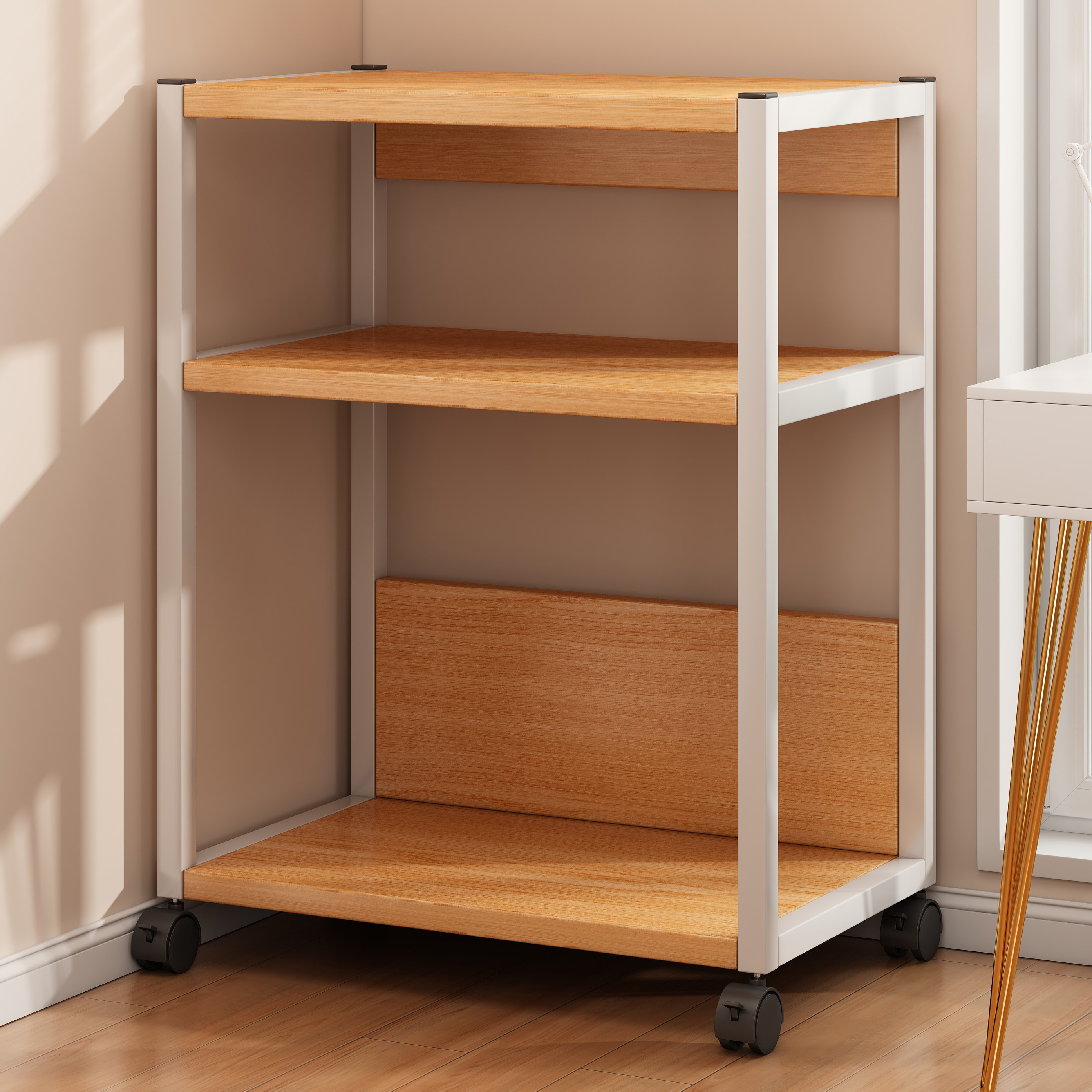 办公室打印机专用置物架可移动落地多层工位电脑主机收纳整理柜子