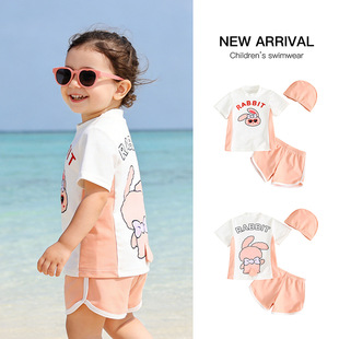 新款 速干儿童 男女童泳衣分体卡通动物可爱游泳衣小孩宝宝训练泳装