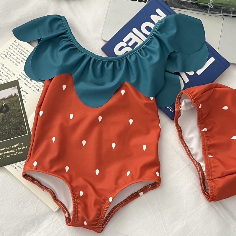 韩版女童泳衣夏季儿童泳衣2025拼色速干中小童假日游泳套装