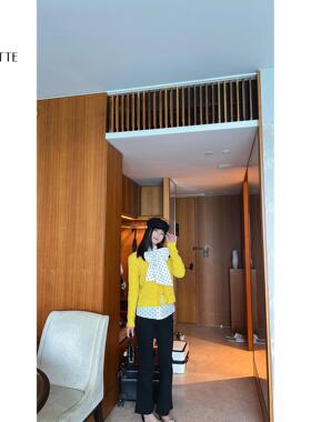 遇儿推荐（发财黄~定制纱线）气质发财黄色毛衫开衫20250021